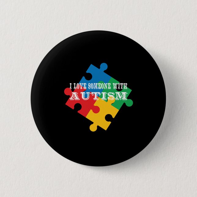 Badge Rond 5 Cm I Love Someone With Autism (Devant)