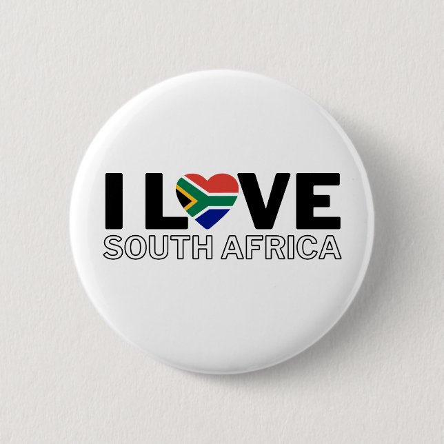 Badge Rond 5 Cm I LOVE SOUTH AFRICA - For real South Africans! (Devant)