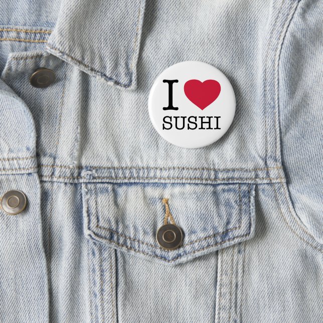 BADGE ROND 5 CM I LOVE SUSHI (En situation)