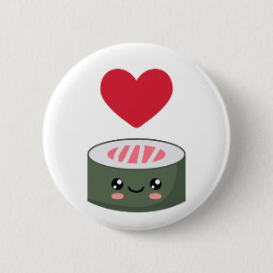 Badge Rond 5 Cm I love Sushi