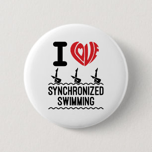 Badge Rond 5 Cm I Love Synchronized Swimming