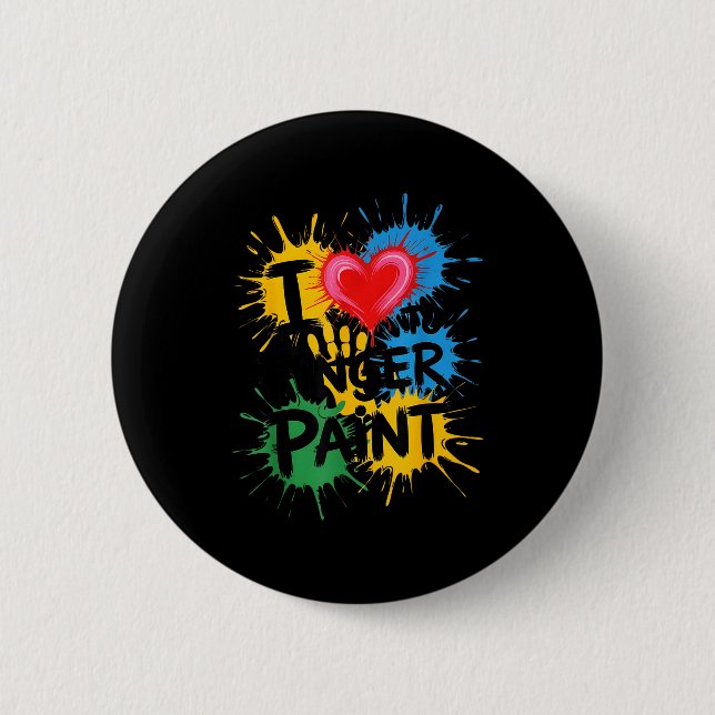 Badge Rond 5 Cm I Love To Finger Paint Couples Art Teacher Finger  (Devant)