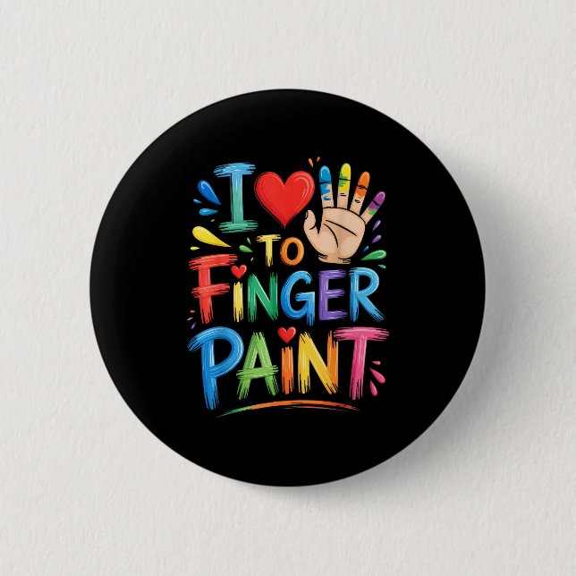Badge Rond 5 Cm I Love To Finger Paint Couples Art Teacher Finger  (Devant)