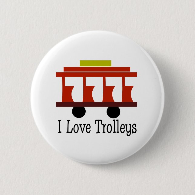 Badge Rond 5 Cm I Love Trolleys (Devant)