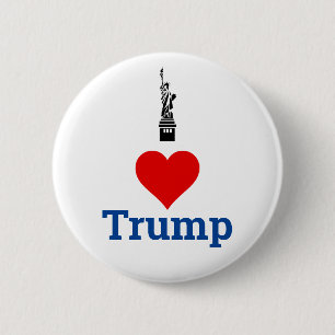 Badge Rond 5 Cm I Love Trump Statue de la Liberté de New York
