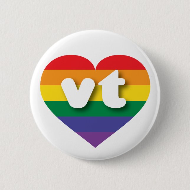 Badge Rond 5 Cm I Love Vermont Rainbow Heart (Devant)