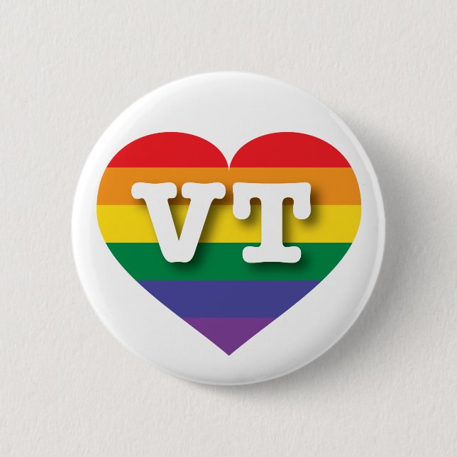Badge Rond 5 Cm I Love Vermont Rainbow Heart (Devant)