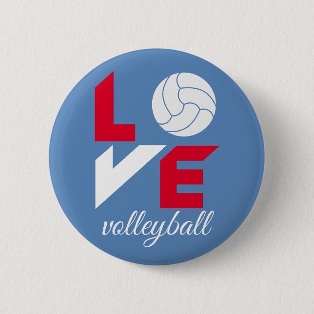 Badge Rond 5 Cm I Love volleyball (Devant)