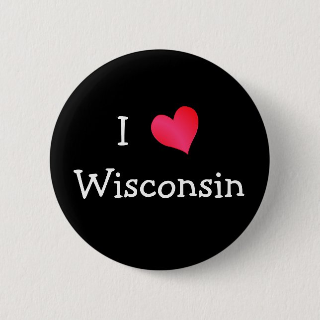 Badge Rond 5 Cm I Love Wisconsin (Devant)