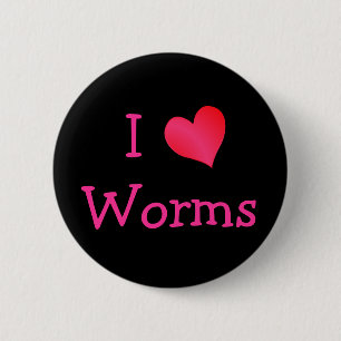 Badge Rond 5 Cm I Love Worms