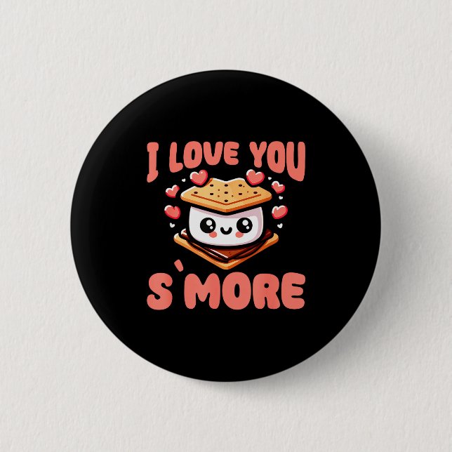 Badge Rond 5 Cm I Love You S'more Kawaii Marshmallow  (Devant)