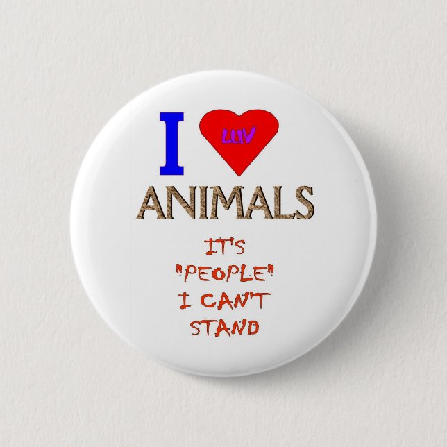 BADGE ROND 5 CM I LUV ANIMAUX (Devant)