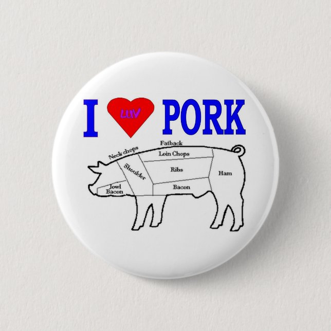 BADGE ROND 5 CM I LUV PORK (Devant)