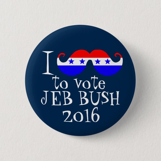 Badge Rond 5 Cm I moustache vous pour voter Jeb Bush 2016 (Devant)