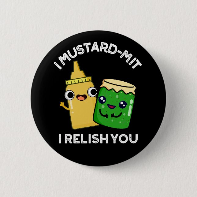 Badge Rond 5 Cm I Mustard-mit Je Vous Relie Confronton Pun Dark BG (Devant)