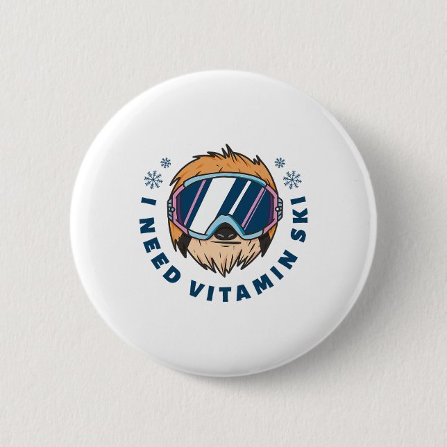 Badge Rond 5 Cm I Need Vitamine Ski (Devant)