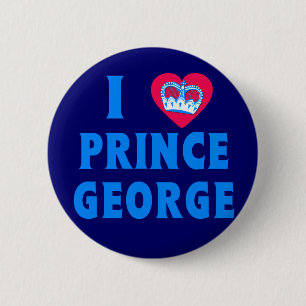 Badge Rond 5 Cm I PRINCE GEORGE de COEUR avec le coeur et la