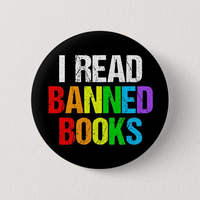 Badge Rond 5 Cm I Read Banned Books Rainbow (Devant)