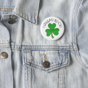 Badge Rond 5 Cm I (Sham) Rock Lucky Irish Green Shamrock Clover