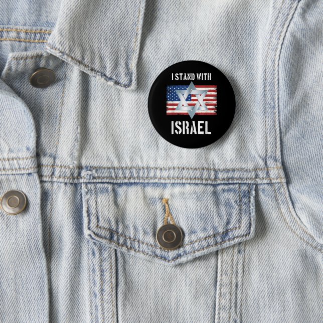 Badge Rond 5 Cm i stand with israel (En situation)