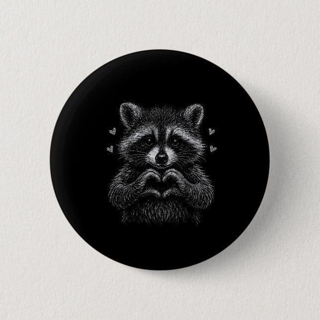 Badge Rond 5 Cm I Steal Hearts Raccoon Valentines Racoon Meme Grap (Devant)