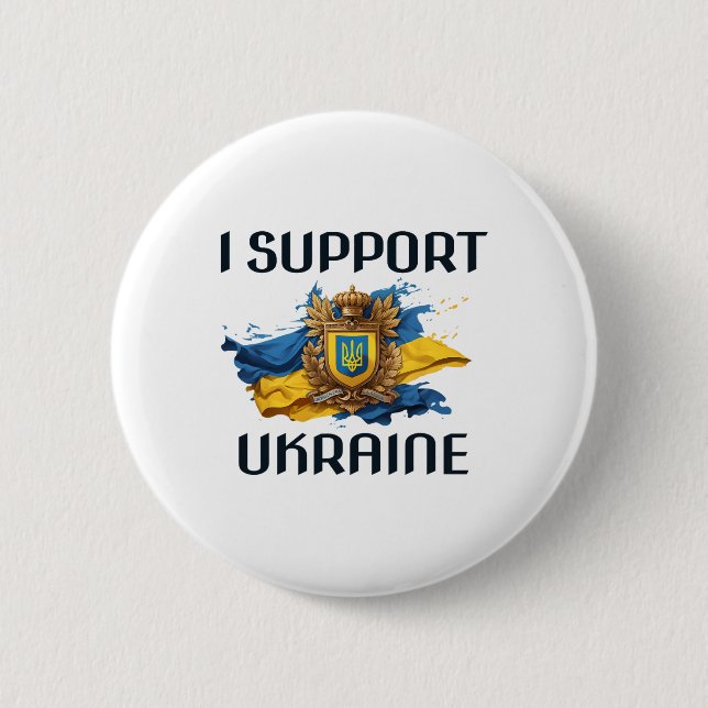 Badge Rond 5 Cm I Support Ukraine Stand For Ukrainian Russia Peace (Devant)