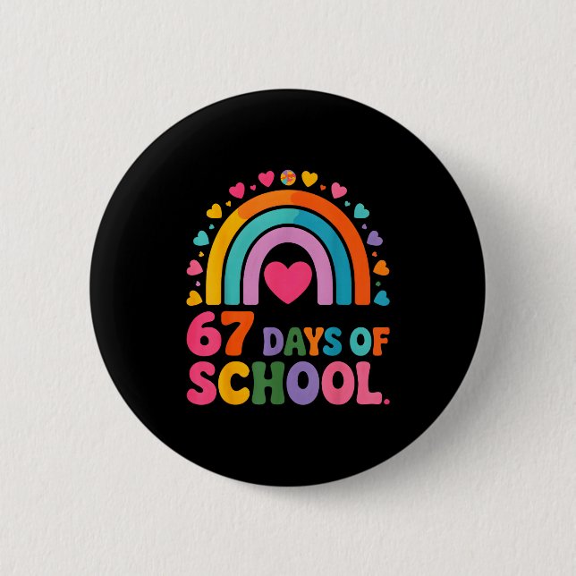 Badge Rond 5 Cm I Survived 67 Days Of School Tie Die Rainbow Lover (Devant)