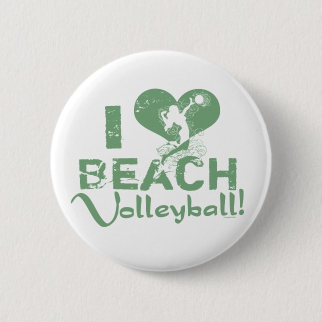 Badge Rond 5 Cm I volleyball de plage de coeur (Devant)