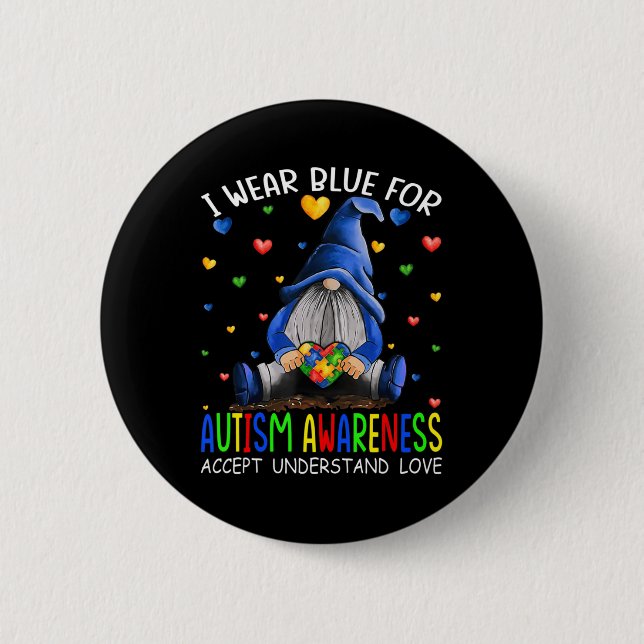 Badge Rond 5 Cm I Wear Blue for Autism Aware Accept (Devant)