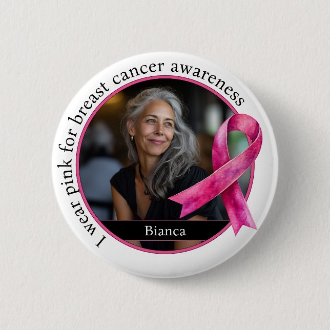 Badge Rond 5 Cm I Wear Pink for Breast Cancer Awareness (Devant)