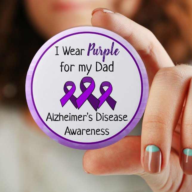 Badge Rond 5 Cm I Wear Purple for My Dad Alzheimer's Disease    (Créateur téléchargé)