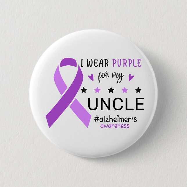 Badge Rond 5 Cm I Wear Purple For My Uncle Alzheimer Awareness (Devant)