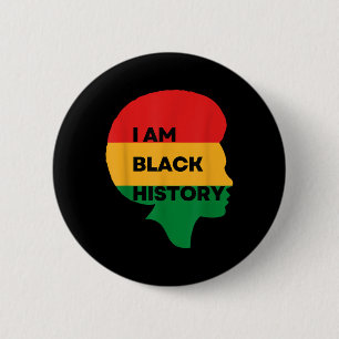 Badge Rond 5 Cm Iam Histoire Noire, Mois De L'Histoire Noire, Fier