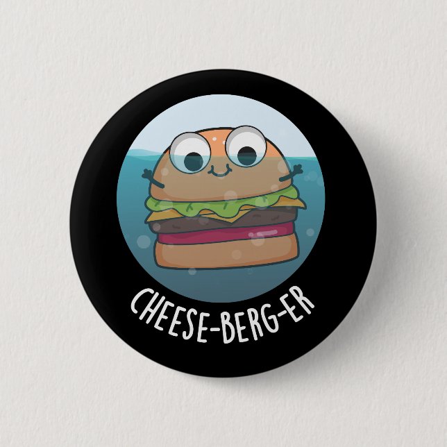 Badge Rond 5 Cm Ice-berg-er Funny Cheeseburger Pun Dark BG (Devant)