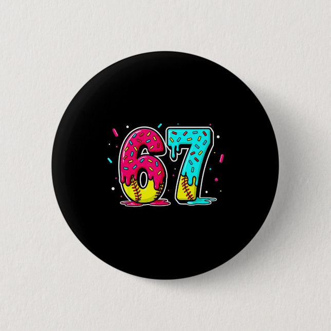 Badge Rond 5 Cm Ice Cream Dripng Softball Drip Funny 6 7 Six Seven (Devant)