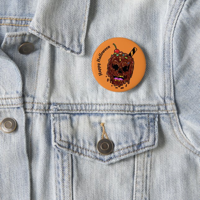Badge Rond 5 Cm Ice Cream Skull custom text button (En situation)