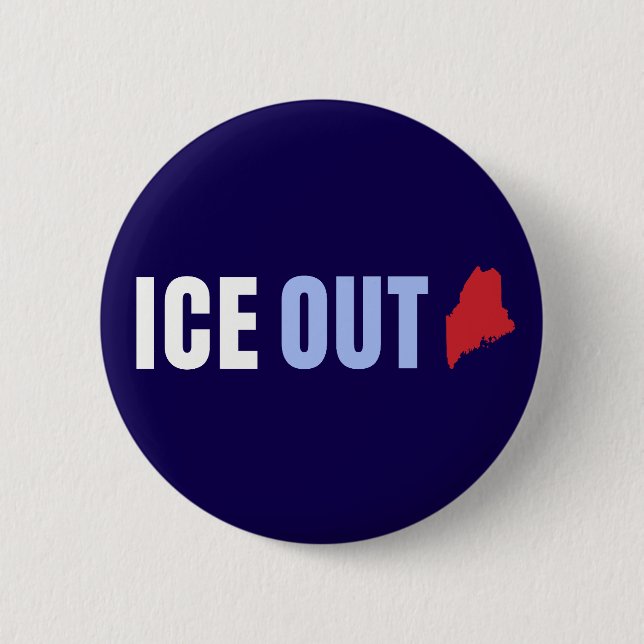Badge Rond 5 Cm ICE OUT Maine Anti Trump (Devant)