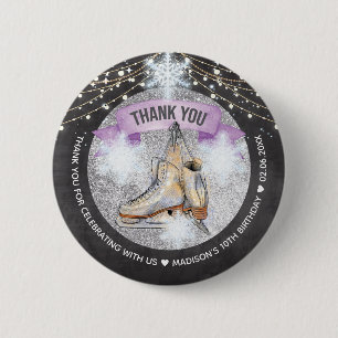 Badge Rond 5 Cm Ice Skating Birthday Personalized