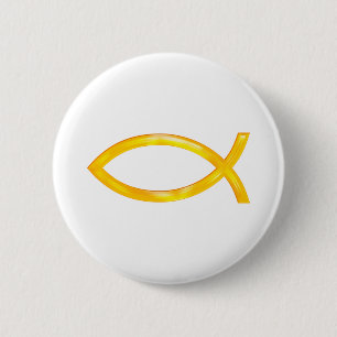 Badge Rond 5 Cm Ichthus - Symbole chrétien du poisson