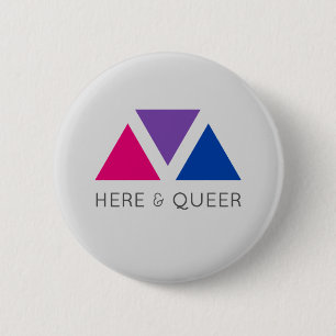 Badge Rond 5 Cm Ici et pédé (fierté bisexuelle)