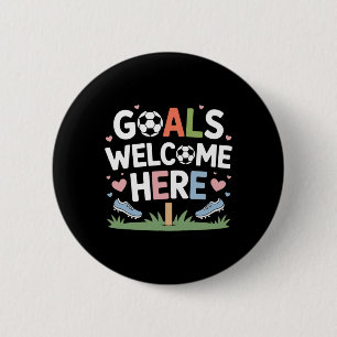 Badge Rond 5 Cm Ici les buts sont les bienvenus Football Rétro
