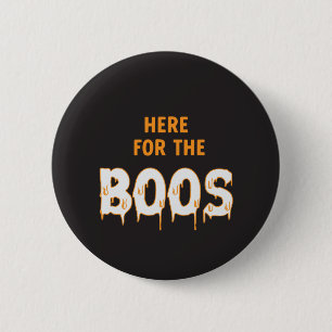 Badge Rond 5 Cm Ici pour Boos Funny Halloween Noir