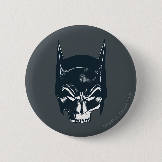 Badge Rond 5 Cm Icône Batman Cowl/Skull (Devant)