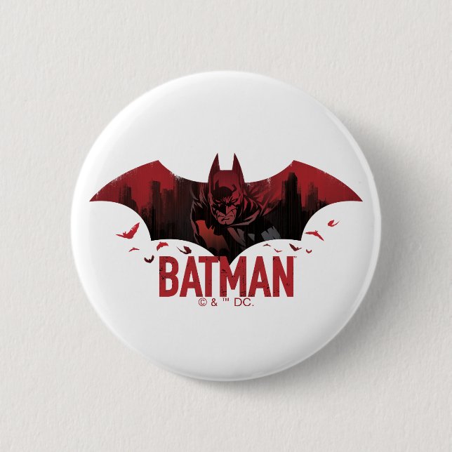 Badge Rond 5 Cm Icône Batman Crimson Gotham (Devant)