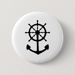 Badge Rond 5 Cm icône d'ancrage noir du volant de direction