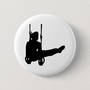 Badge Rond 5 Cm icône de la gymnaste noire