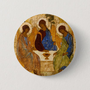 Badge Rond 5 Cm Icône de la Sainte Trinité cadeau catholique byzan