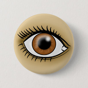 Badge Rond 5 Cm Icône de l'oeil marron