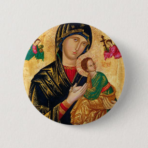 Badge Rond 5 Cm Icône de Notre-Dame du Perpétuel Secours Vierge Ma