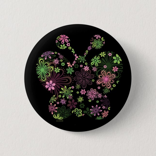 Badge Rond 5 Cm ICÔNE de papillon de fleur (Devant)